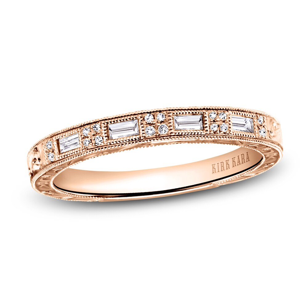Kirk Kara Engraved Diamond Wedding Band 1/8 ct tw Baguette/Round 18K Rose Gold C2D2aNZq Kirk Kara Engraved Diamond Wedding Band 1/8 ct tw Baguette/Round 18K Rose Gold C2D2aNZq