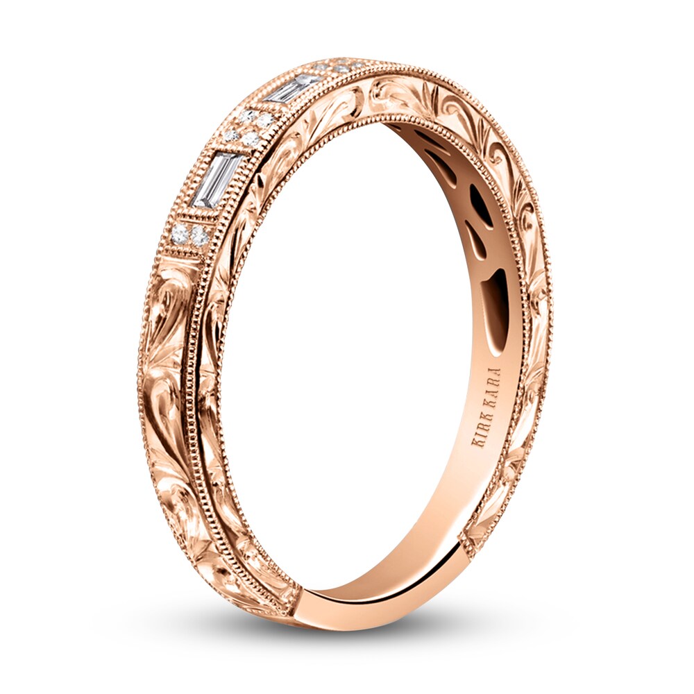 Kirk Kara Engraved Diamond Wedding Band 1/8 ct tw Baguette/Round 18K Rose Gold C2D2aNZq Kirk Kara Engraved Diamond Wedding Band 1/8 ct tw Baguette/Round 18K Rose Gold C2D2aNZq
