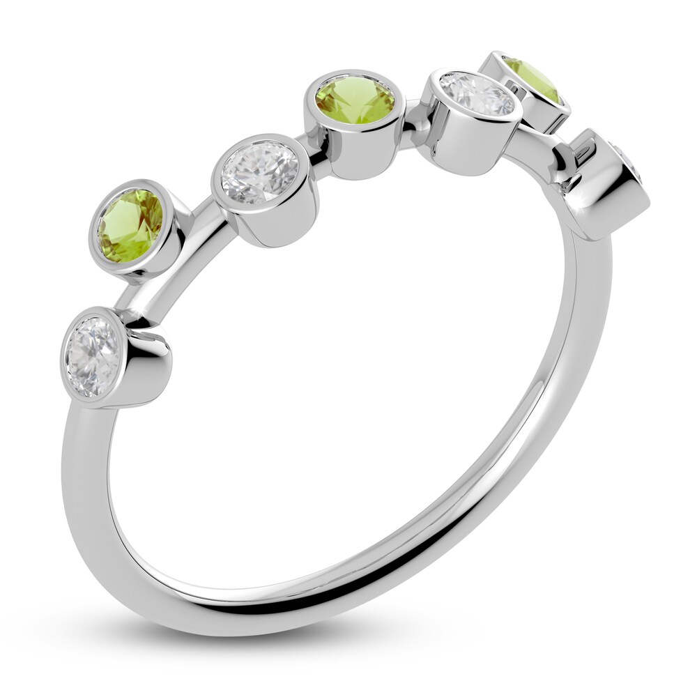 Juliette Maison Natural White Sapphire & Natural Peridot Ring 10K White Gold CB37jE80 Juliette Maison Natural White Sapphire & Natural Peridot Ring 10K White Gold CB37jE80
