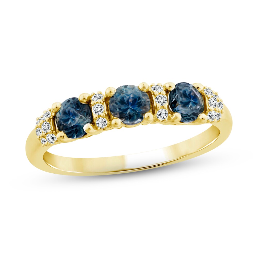 Montana Blue Natural Sapphire Ring 1/10 ct tw Diamonds 10K Yellow Gold CFFJXuok Montana Blue Natural Sapphire Ring 1/10 ct tw Diamonds 10K Yellow Gold CFFJXuok