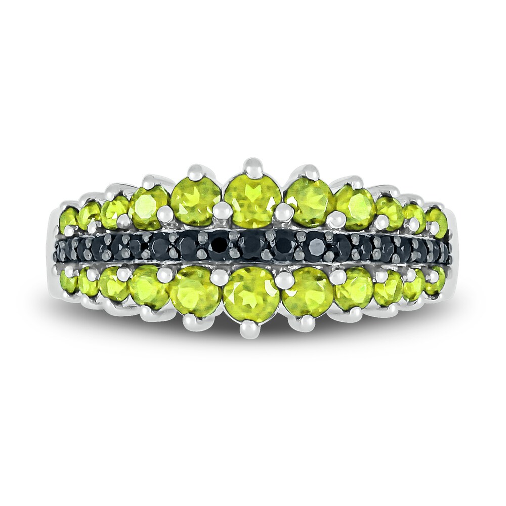 Natural Peridot Ring 1/8 ct tw Black Diamonds 10K White Gold CLGQBHYc Natural Peridot Ring 1/8 ct tw Black Diamonds 10K White Gold CLGQBHYc