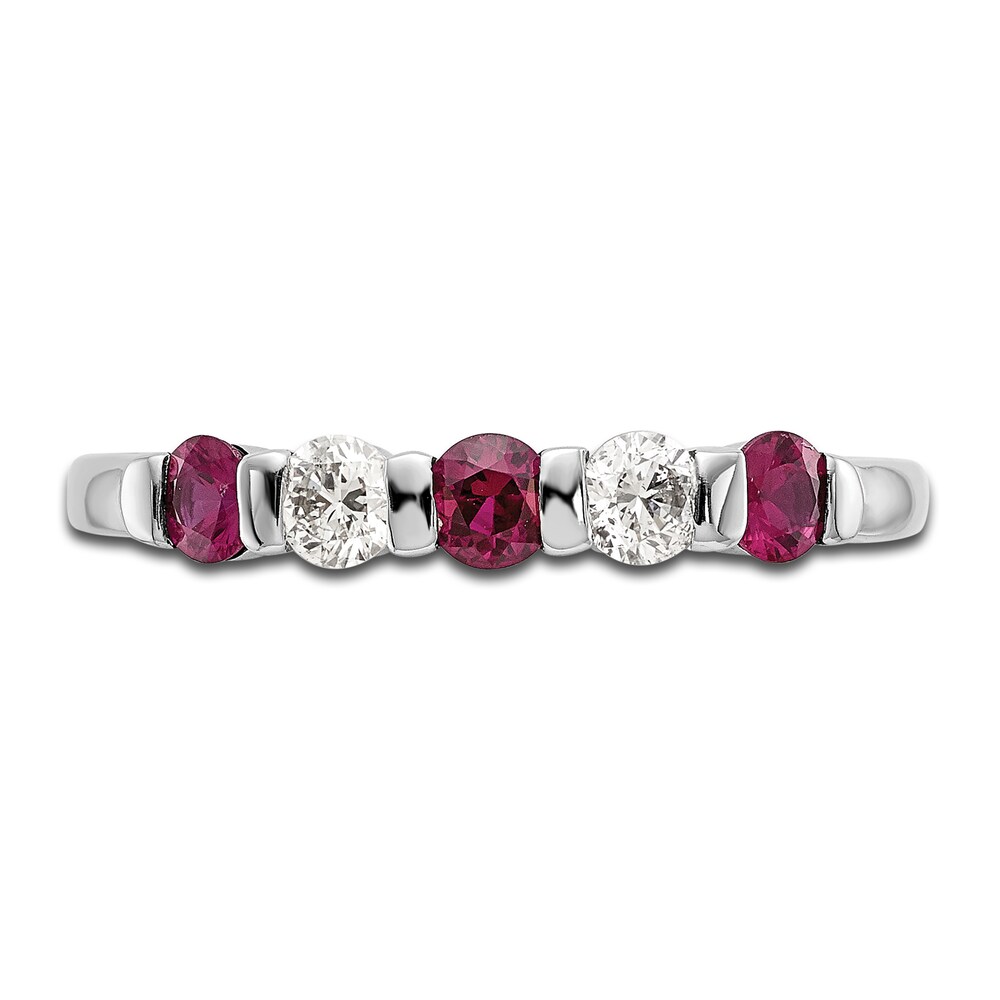 Natural Ruby Stackable Ring 1/10 ct tw Diamonds 14K White Gold CXPTRBVA Natural Ruby Stackable Ring 1/10 ct tw Diamonds 14K White Gold CXPTRBVA