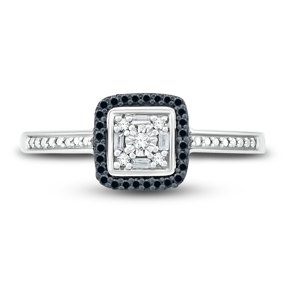 Black Diamond Promise Ring 1/8 ct tw Round/Baguette Sterling Silver CXbecbDM Black Diamond Promise Ring 1/8 ct tw Round/Baguette Sterling Silver CXbecbDM