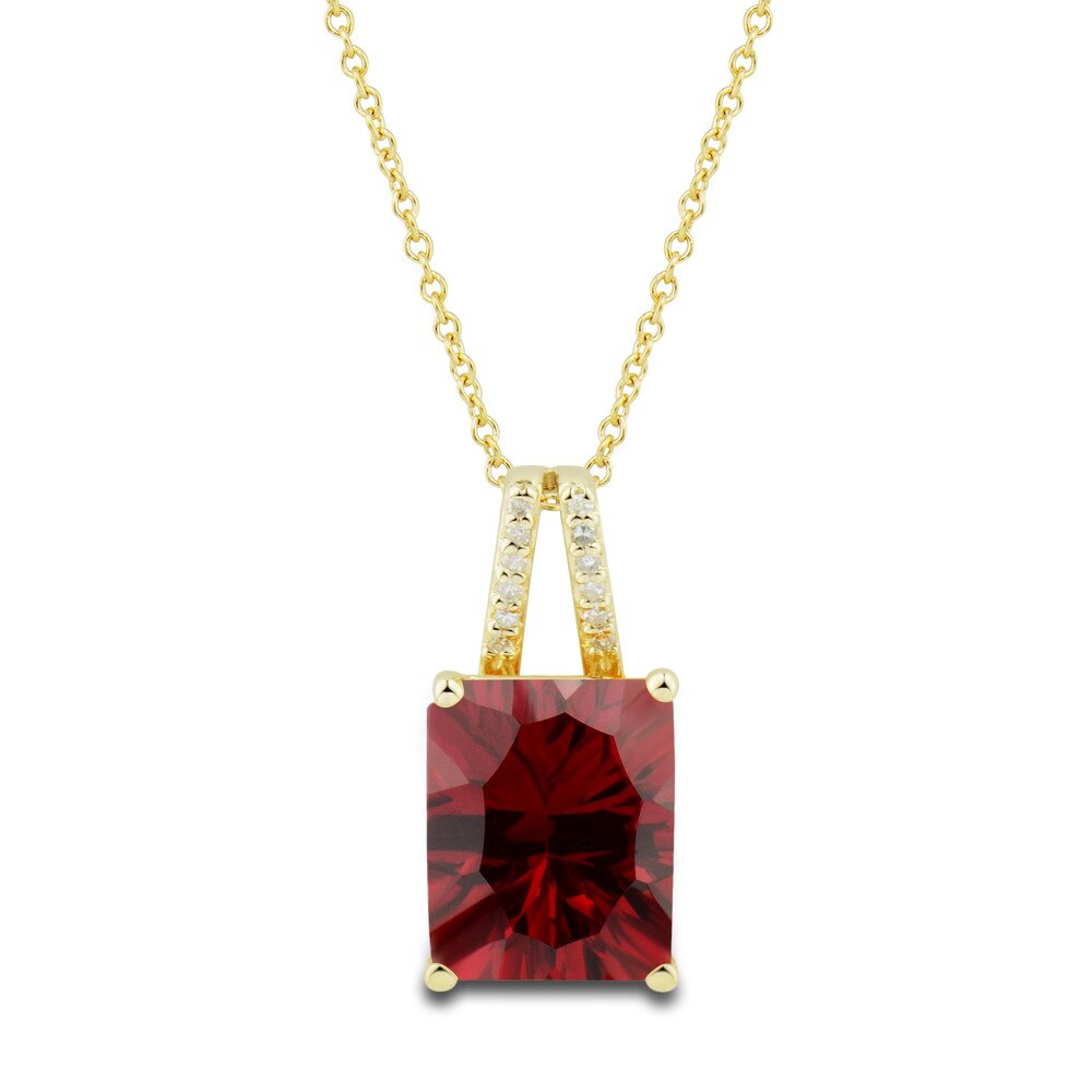 Lab-Created Ruby Ring, Earring & Necklace Set 1/5 ct tw Diamonds 10K Yellow Gold CY6h97j6 Lab-Created Ruby Ring, Earring & Necklace Set 1/5 ct tw Diamonds 10K Yellow Gold CY6h97j6