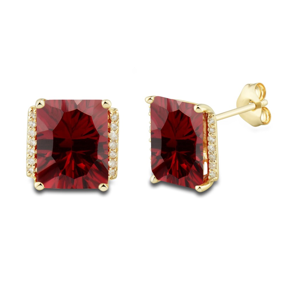 Lab-Created Ruby Ring, Earring & Necklace Set 1/5 ct tw Diamonds 10K Yellow Gold CY6h97j6 Lab-Created Ruby Ring, Earring & Necklace Set 1/5 ct tw Diamonds 10K Yellow Gold CY6h97j6