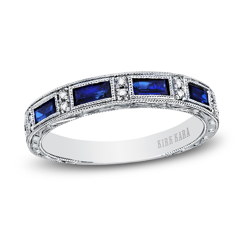 Kirk Kara Natural Blue Sapphire Anniversary Band 1/20 ct tw Diamonds 14K White Gold CkWrFbGs Kirk Kara Natural Blue Sapphire Anniversary Band 1/20 ct tw Diamonds 14K White Gold CkWrFbGs
