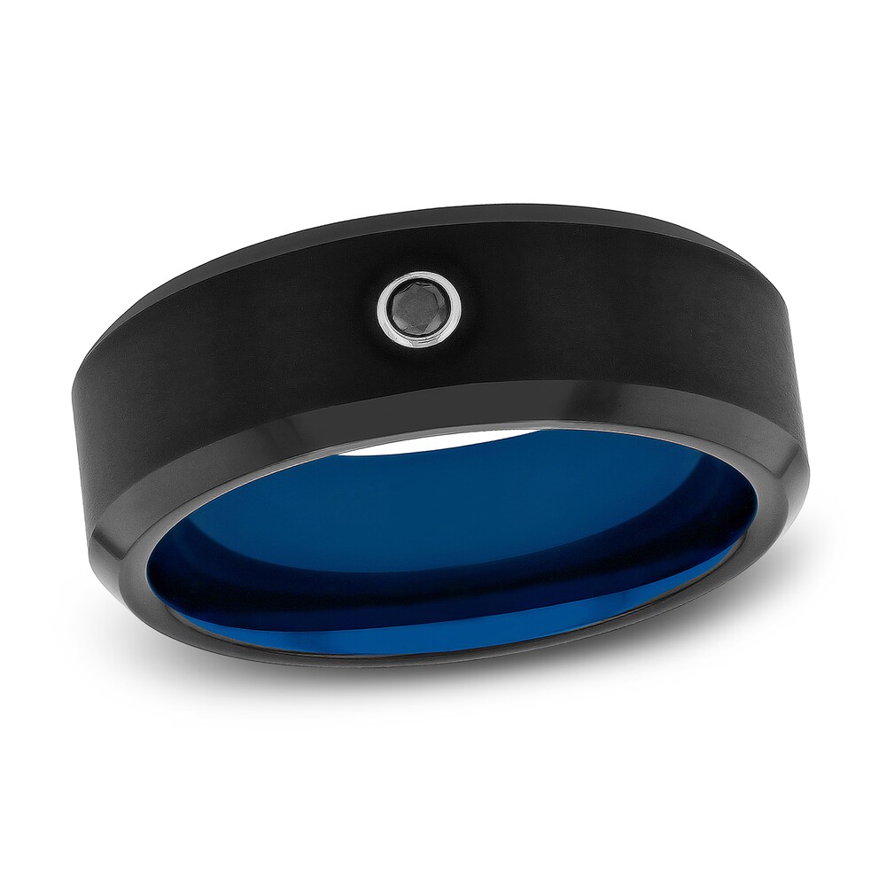 Diamond Wedding Band 1/20 ct tw Round Blue/Black Tungsten CpkYLD8R Diamond Wedding Band 1/20 ct tw Round Blue/Black Tungsten CpkYLD8R