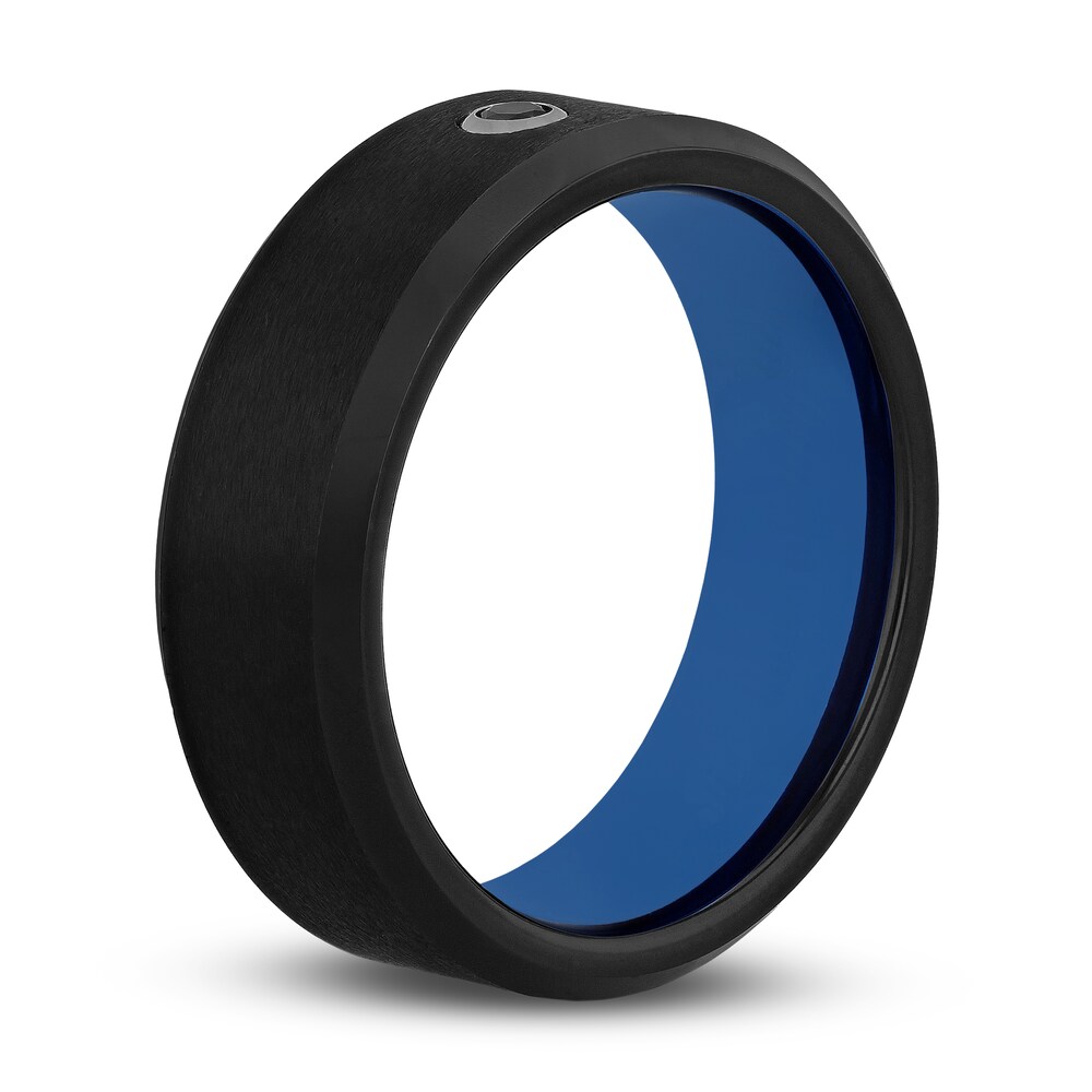 Diamond Wedding Band 1/20 ct tw Round Blue/Black Tungsten CpkYLD8R Diamond Wedding Band 1/20 ct tw Round Blue/Black Tungsten CpkYLD8R