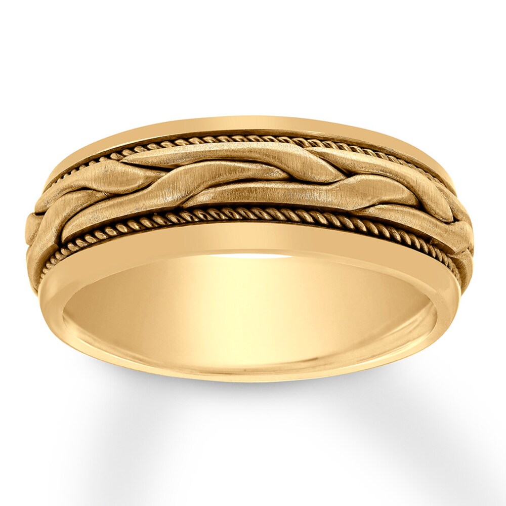 Men's Wedding Band 14K Yellow Gold 8mm D6Quzzip