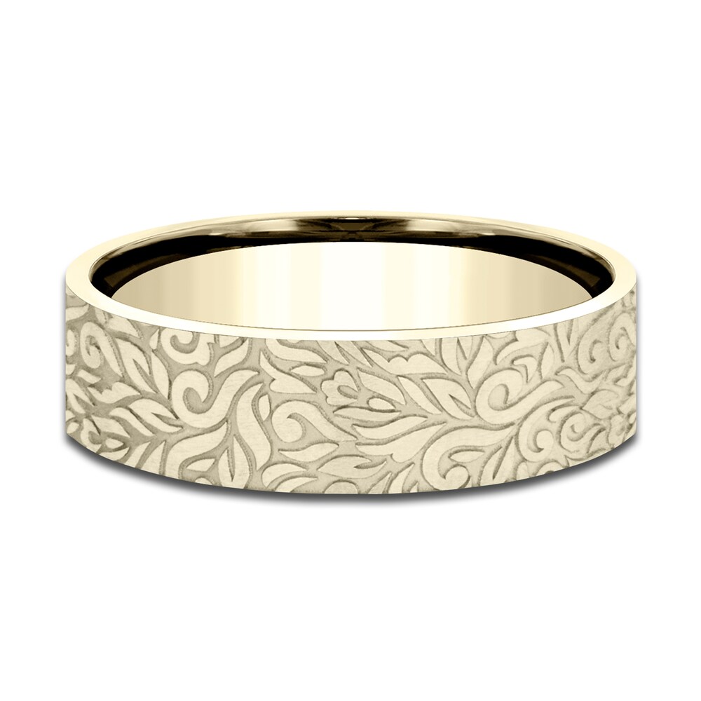 Men\'s Paisley Wedding Band 14K Yellow Gold 7.0mm DEhxa2Jx