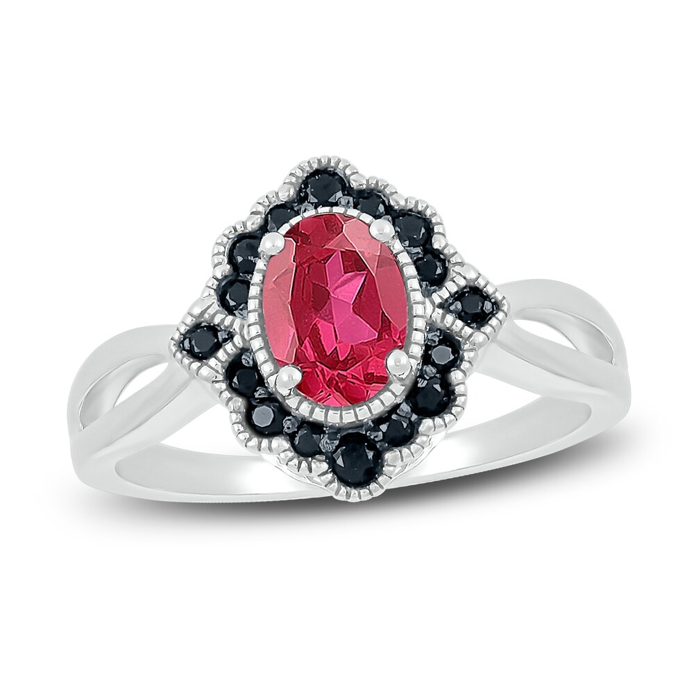 Natural Ruby & Natural Black Spinel Ring Sterling Silver DHLZ40cZ Natural Ruby & Natural Black Spinel Ring Sterling Silver DHLZ40cZ
