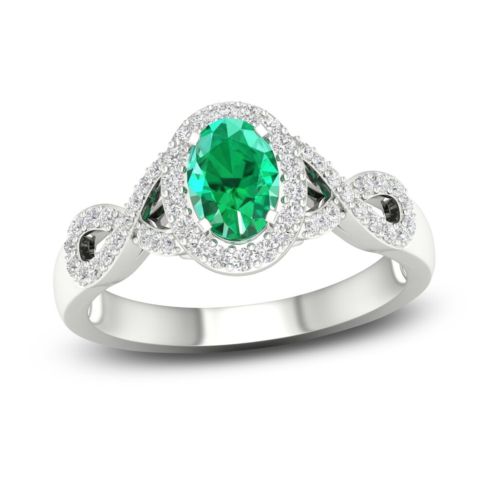 Lab-Created Emerald & Lab-Created White Sapphire Ring 10K White Gold DIPvjHq0 Lab-Created Emerald & Lab-Created White Sapphire Ring 10K White Gold DIPvjHq0