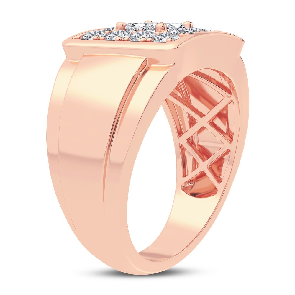 Men\'s Diamond Ring 1-1/2 ct tw Princess/Round 14K Rose Gold DKolNzZD Men\'s Diamond Ring 1-1/2 ct tw Princess/Round 14K Rose Gold DKolNzZD