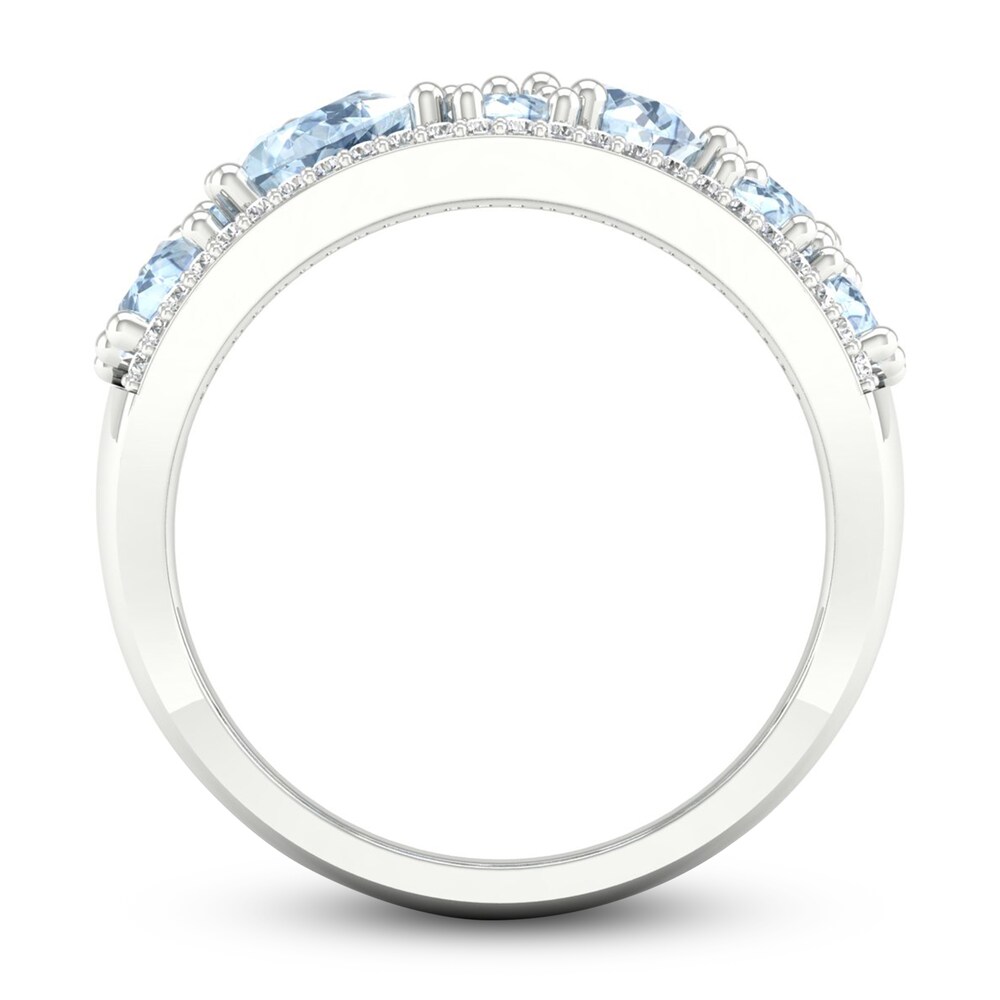Natural Aquamarine & Lab-Created White Sapphire Ring Sterling Silver Dt261erO Natural Aquamarine & Lab-Created White Sapphire Ring Sterling Silver Dt261erO
