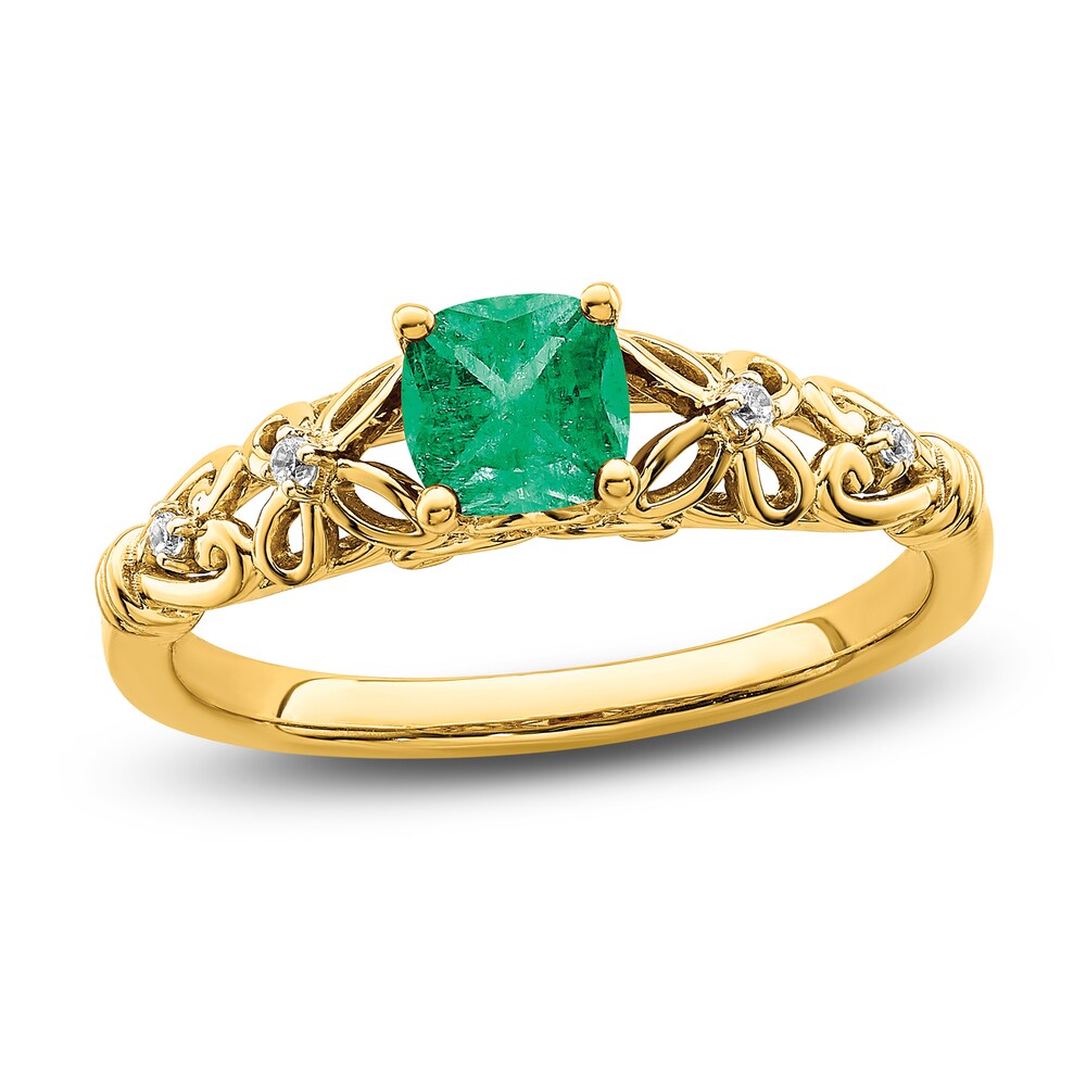 Natural Emerald Ring Diamond Accents 14K Yellow Gold DuhpL7Em Natural Emerald Ring Diamond Accents 14K Yellow Gold DuhpL7Em