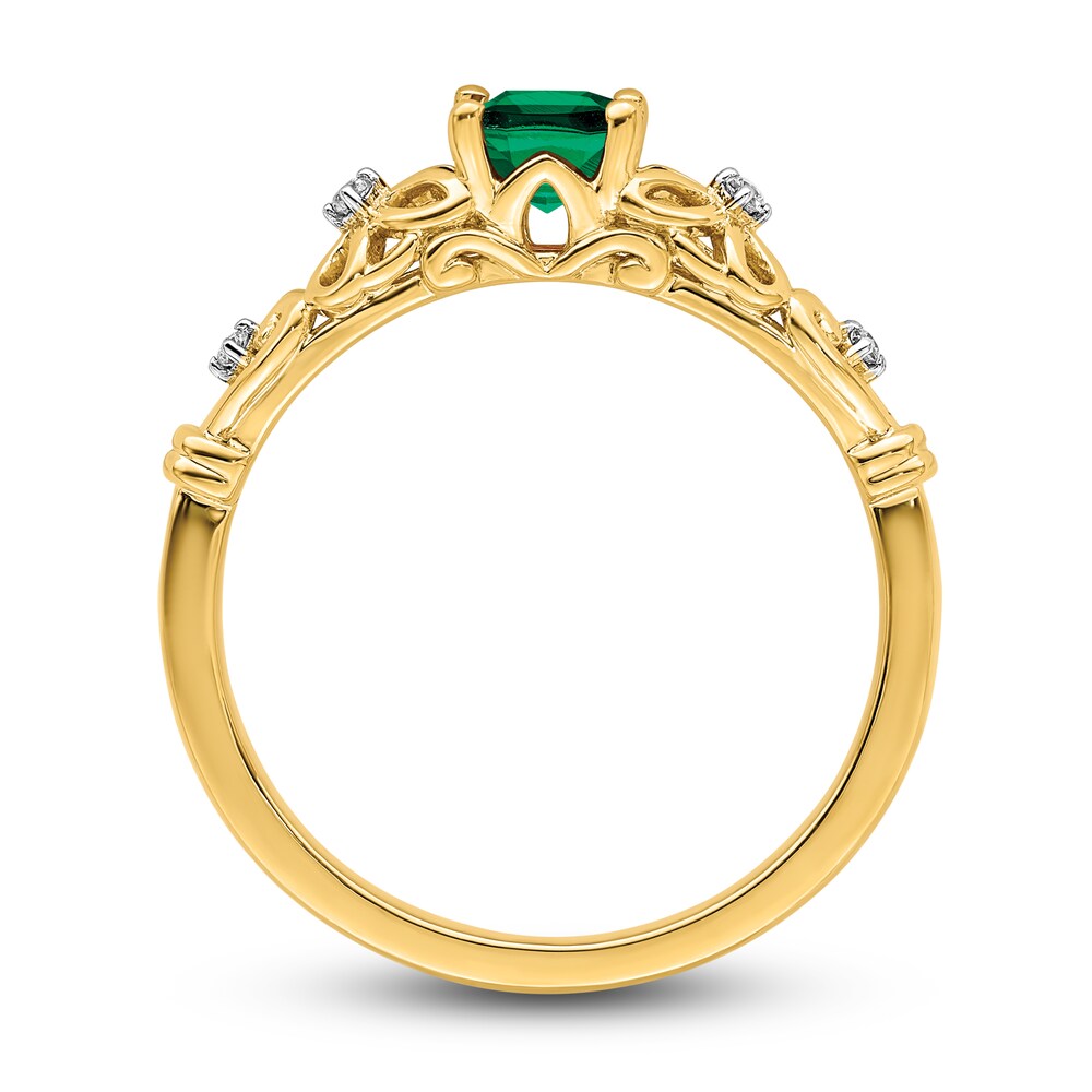 Natural Emerald Ring Diamond Accents 14K Yellow Gold DuhpL7Em Natural Emerald Ring Diamond Accents 14K Yellow Gold DuhpL7Em