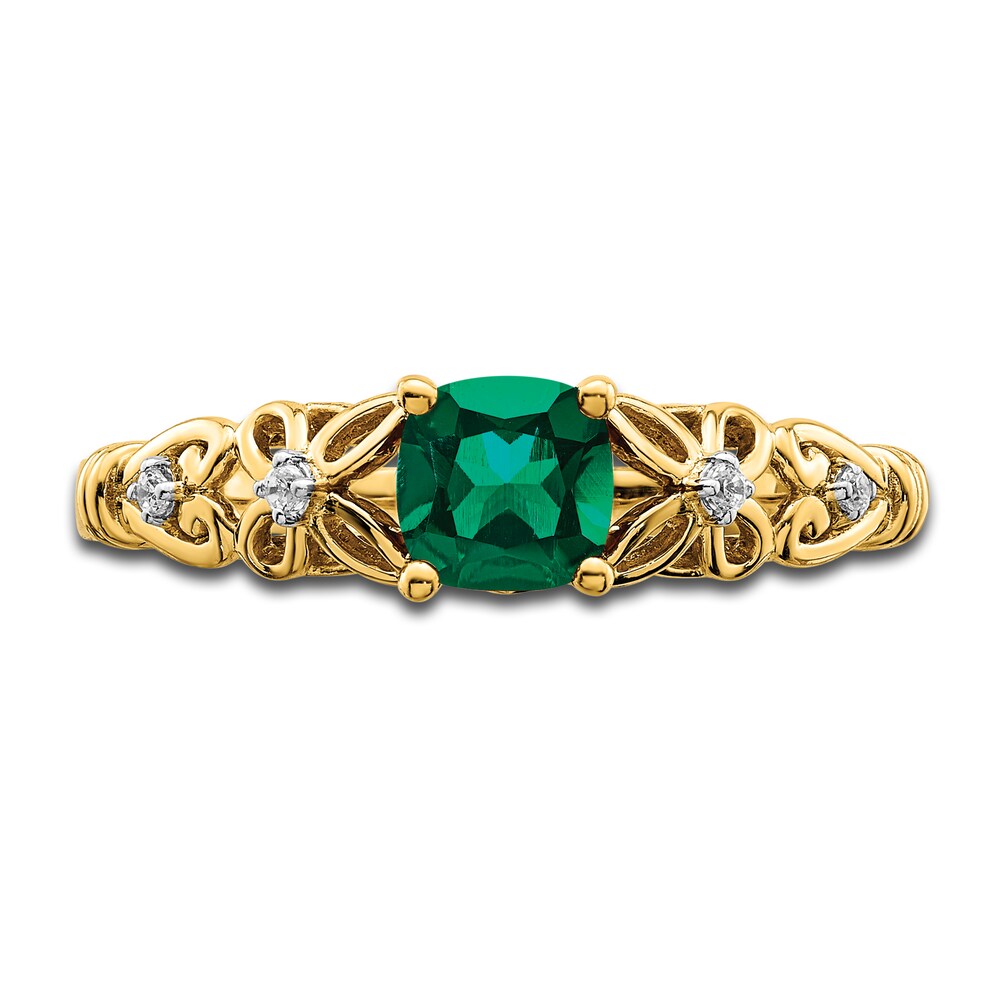 Natural Emerald Ring Diamond Accents 14K Yellow Gold DuhpL7Em Natural Emerald Ring Diamond Accents 14K Yellow Gold DuhpL7Em