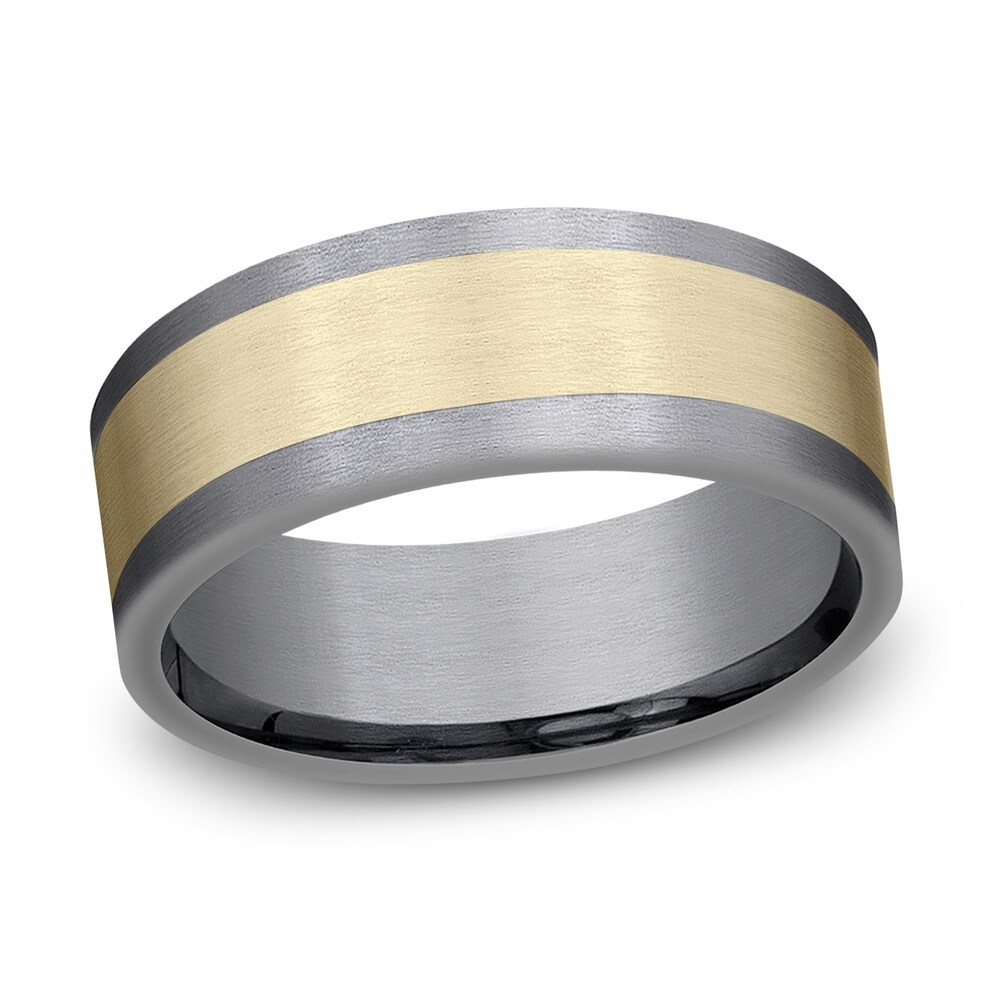 Satin Wedding Band 14K Yellow Gold/Tantalum 8.0mm E3qgEDr8 Satin Wedding Band 14K Yellow Gold/Tantalum 8.0mm E3qgEDr8