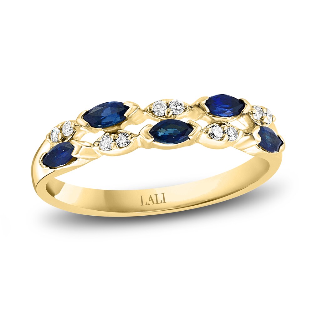 LALI Jewels Natural Blue Sapphire Anniversary Band 1/15 ct Diamonds 14K Yellow Gold E6Uhdpii LALI Jewels Natural Blue Sapphire Anniversary Band 1/15 ct Diamonds 14K Yellow Gold E6Uhdpii