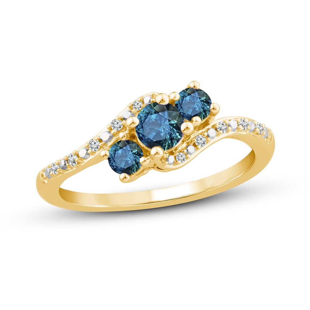Montana Blue Natural Sapphire Ring 1/6 ct tw Diamonds 10K Yellow Gold EHIg6Y5i Montana Blue Natural Sapphire Ring 1/6 ct tw Diamonds 10K Yellow Gold EHIg6Y5i