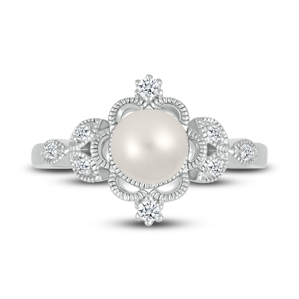 Lab-Created Sapphire & Cultured Pearl Ring 10K White Gold EVywMSBX Lab-Created Sapphire & Cultured Pearl Ring 10K White Gold EVywMSBX