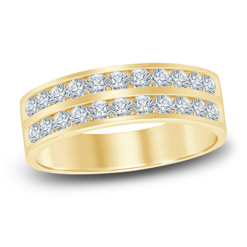 Men's Diamond Ring 1 ct tw Round 14K Yellow Gold Ee9rX71w