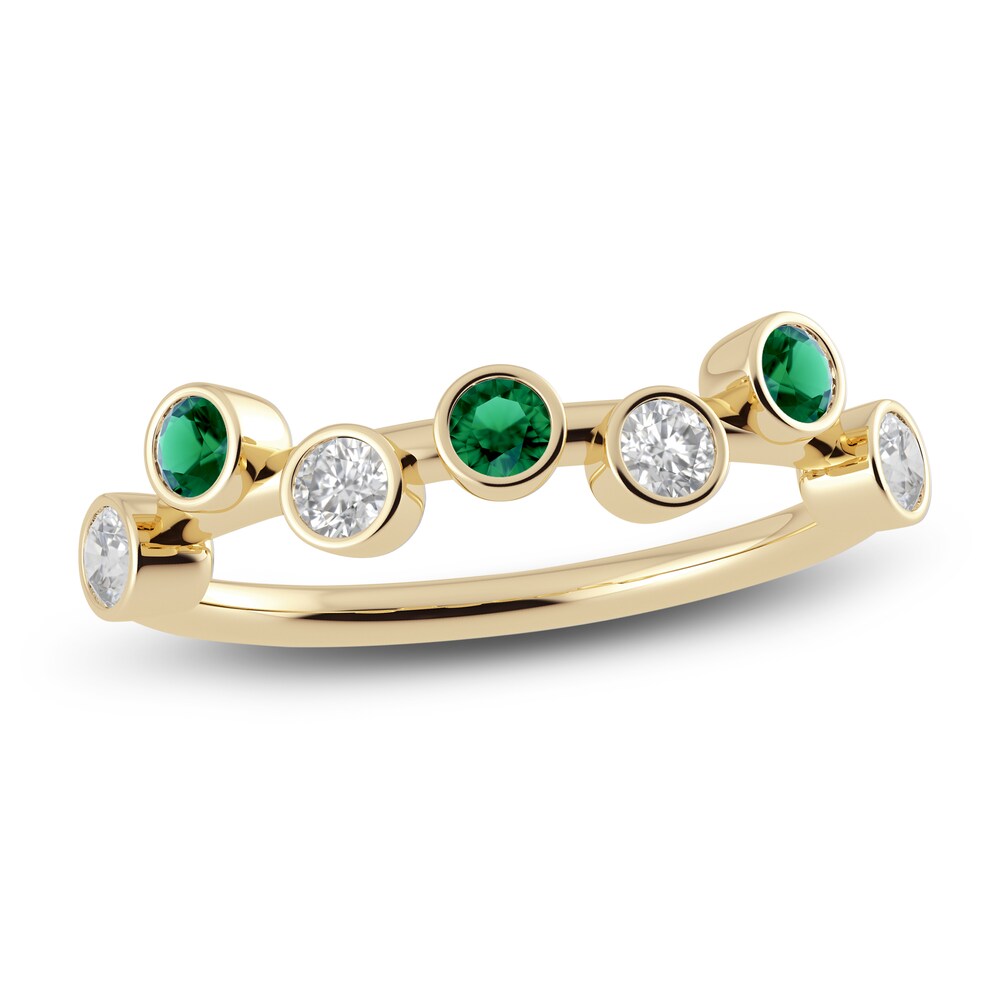 Juliette Maison Natural White Sapphire & Natural Emerald Ring 10K Yellow Gold EqAJkDuR Juliette Maison Natural White Sapphire & Natural Emerald Ring 10K Yellow Gold EqAJkDuR