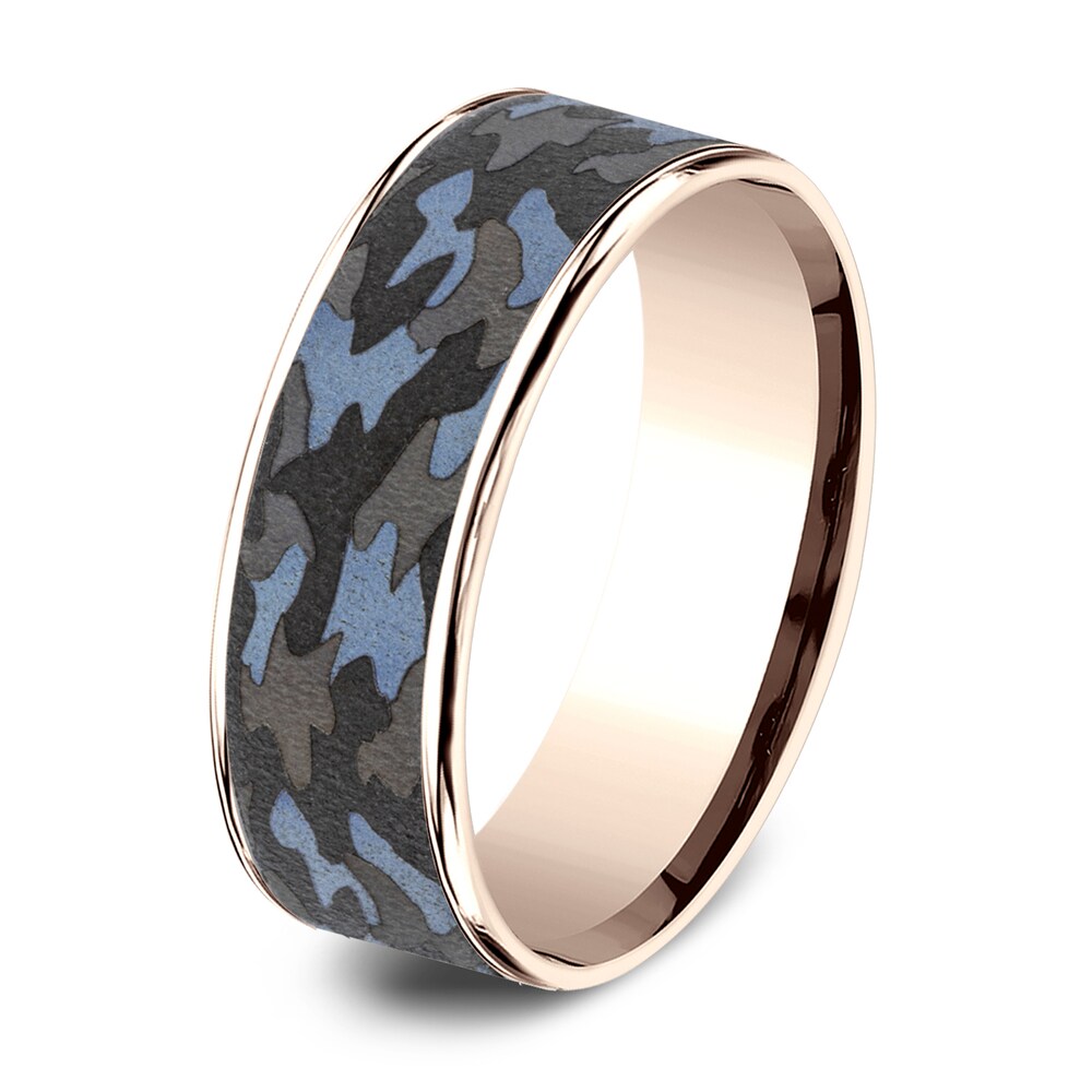 Men\'s Camo Wedding Band 14K Rose Gold/Tantalum 7.5mm EtcKYexj