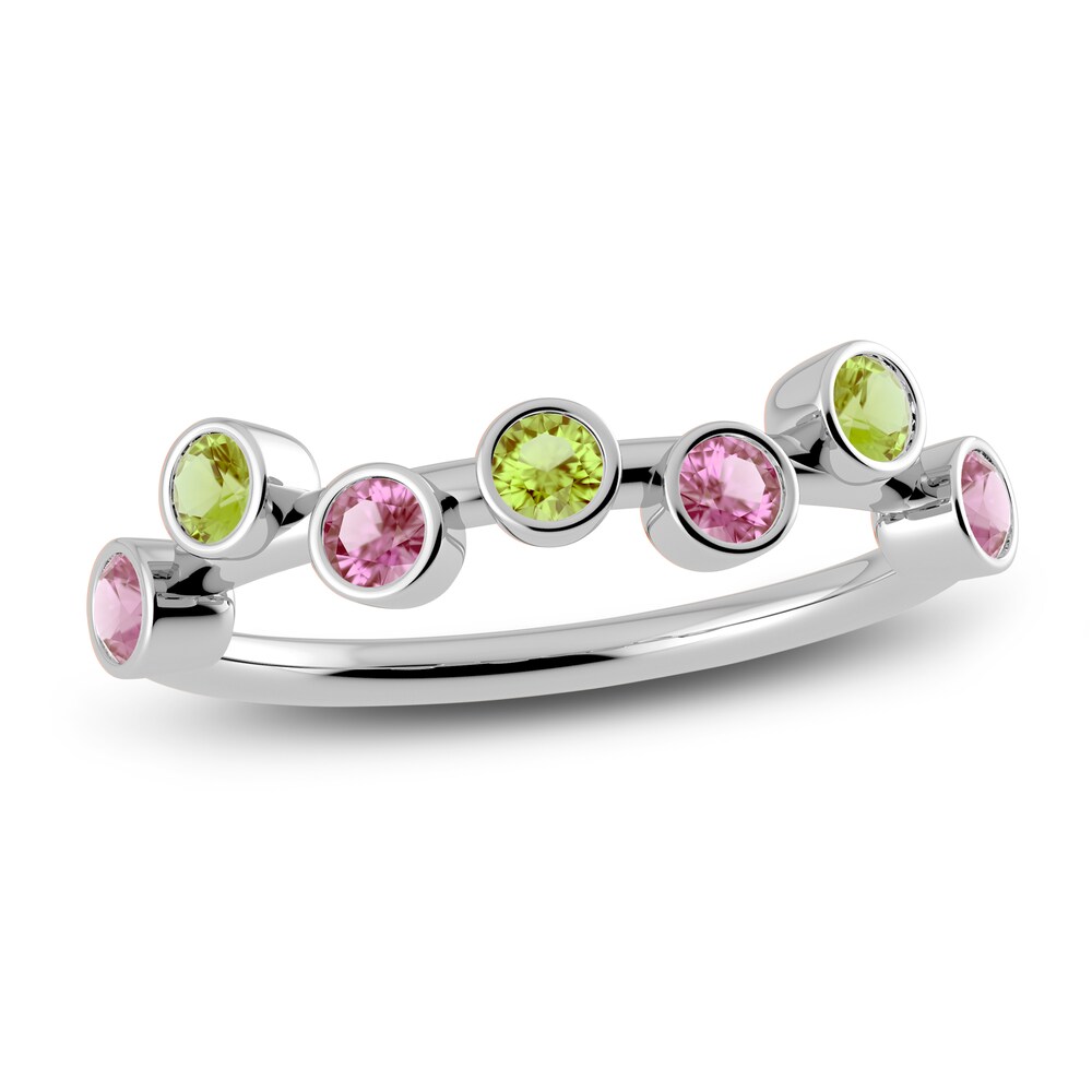 Juliette Maison Natural Peridot & Natural Pink Tourmaline Ring 10K White Gold EwUiBrMc Juliette Maison Natural Peridot & Natural Pink Tourmaline Ring 10K White Gold EwUiBrMc