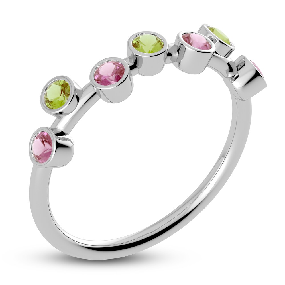 Juliette Maison Natural Peridot & Natural Pink Tourmaline Ring 10K White Gold EwUiBrMc Juliette Maison Natural Peridot & Natural Pink Tourmaline Ring 10K White Gold EwUiBrMc