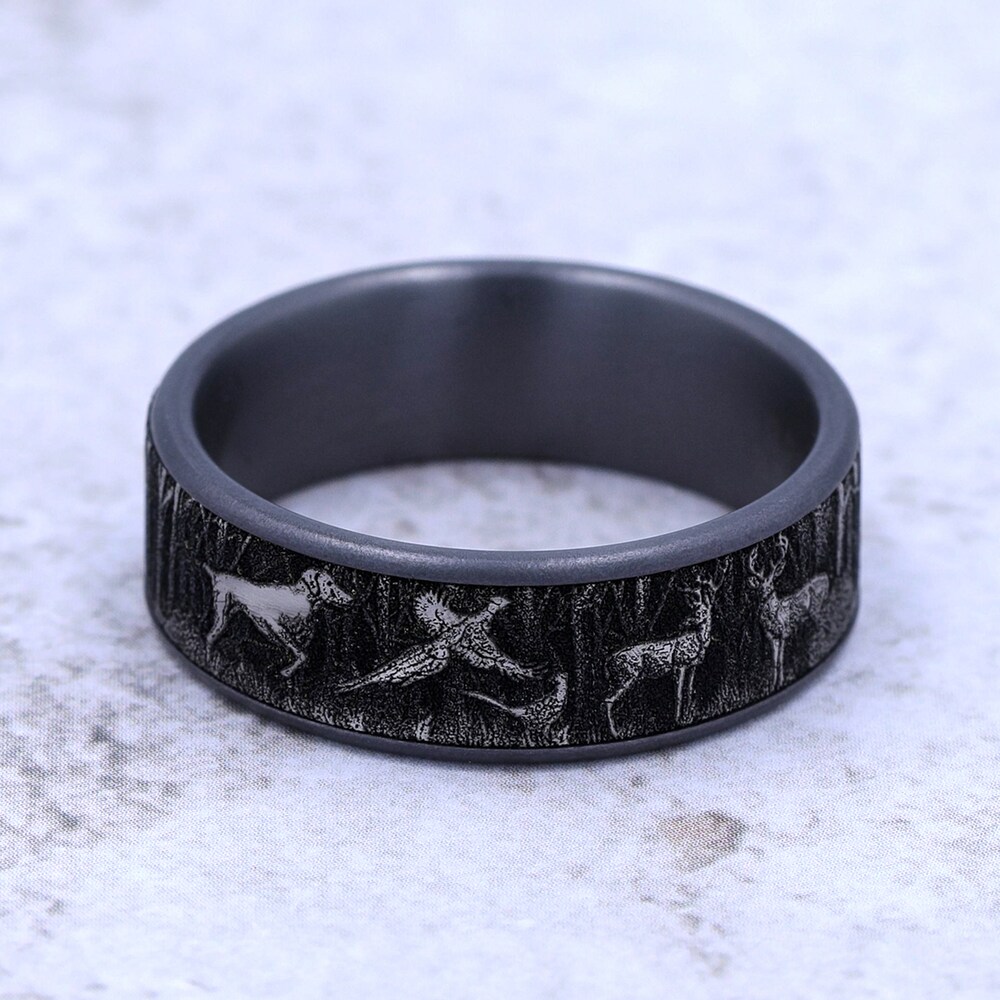 Forest Wedding Band Tantalum 7.5mm EwoFAts4 Forest Wedding Band Tantalum 7.5mm EwoFAts4