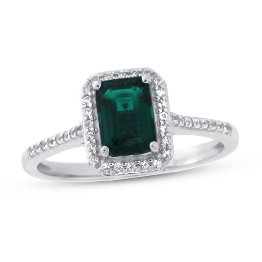 Lab-Created Emerald & White Topaz Ring 10K White Gold ExlIpfrP Lab-Created Emerald & White Topaz Ring 10K White Gold ExlIpfrP