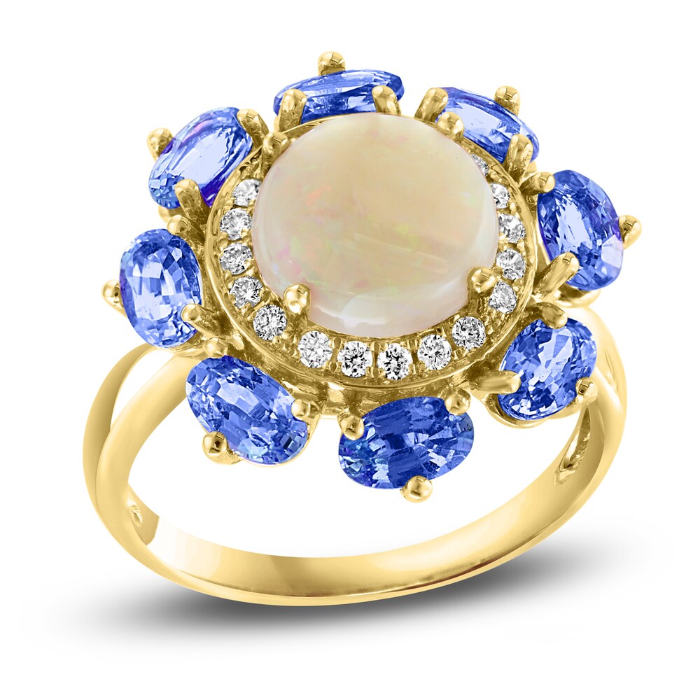 LALI Jewels Natural Opal & Natural Tanzanite Ring 1/5 ct tw Diamonds 14K Yellow Gold F0q4PocQ LALI Jewels Natural Opal & Natural Tanzanite Ring 1/5 ct tw Diamonds 14K Yellow Gold F0q4PocQ