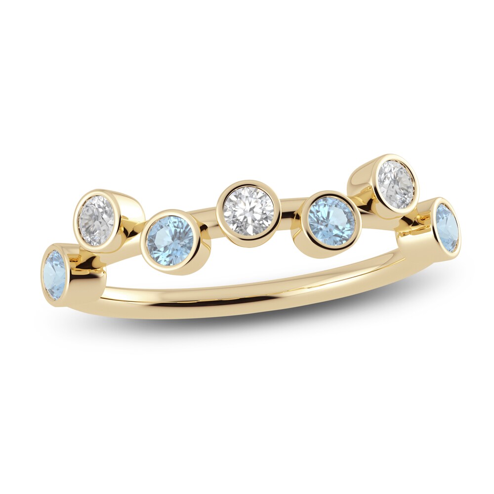Juliette Maison Natural Aquamarine & Natural White Sapphire Ring 10K Yellow Gold F8W1JQmj Juliette Maison Natural Aquamarine & Natural White Sapphire Ring 10K Yellow Gold F8W1JQmj
