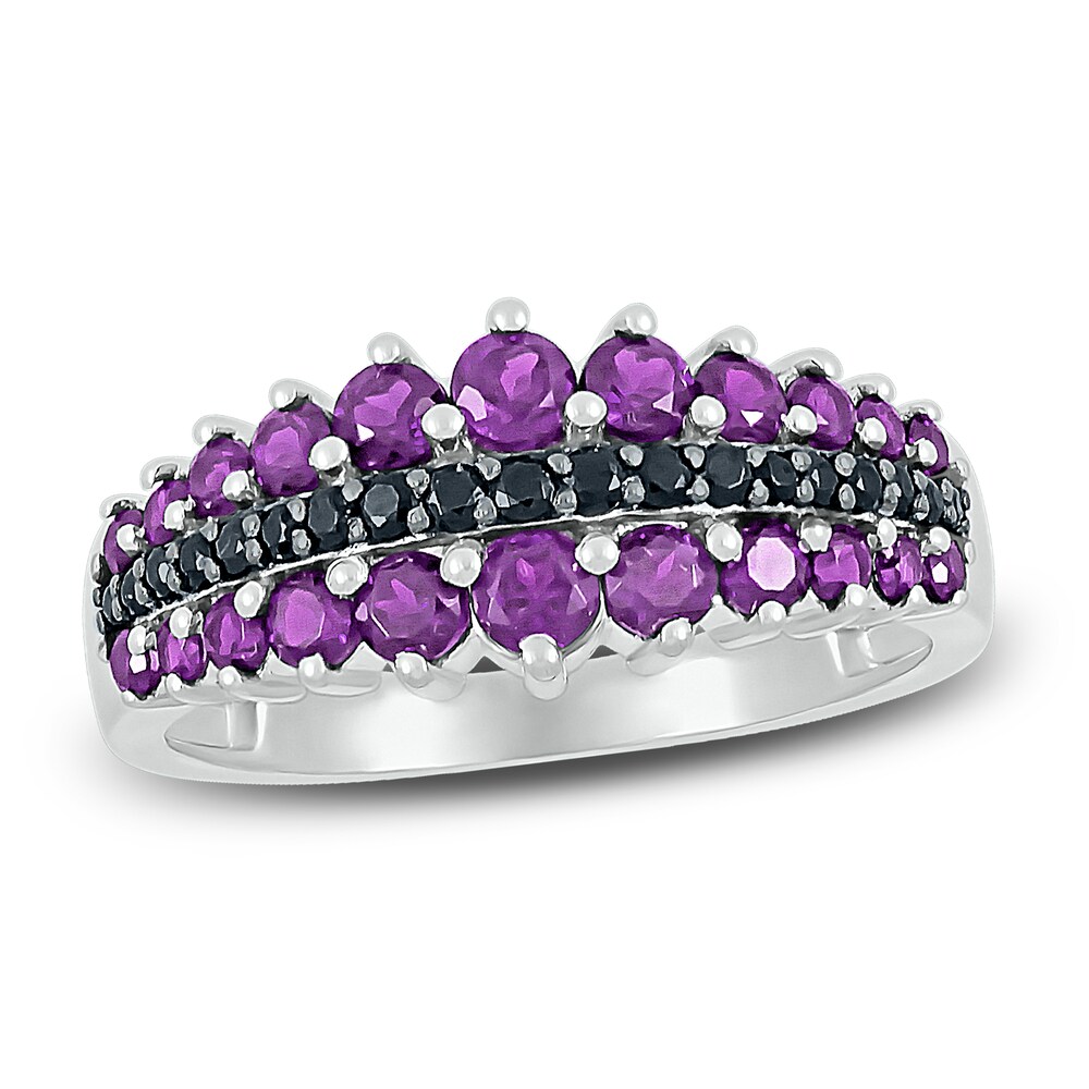 Natural Amethyst Ring 1/8 ct tw Black Diamonds 10K White Gold F904Y4jG Natural Amethyst Ring 1/8 ct tw Black Diamonds 10K White Gold F904Y4jG