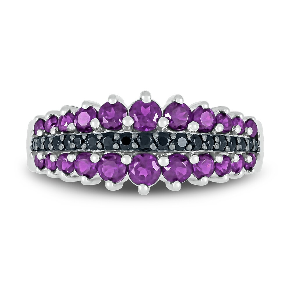 Natural Amethyst Ring 1/8 ct tw Black Diamonds 10K White Gold F904Y4jG Natural Amethyst Ring 1/8 ct tw Black Diamonds 10K White Gold F904Y4jG