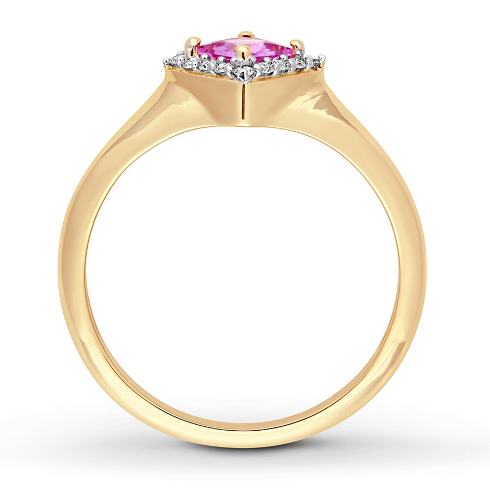 Pink Sapphire Ring 1/10 ct tw Diamonds 14K Yellow Gold FAppSTkR Pink Sapphire Ring 1/10 ct tw Diamonds 14K Yellow Gold FAppSTkR