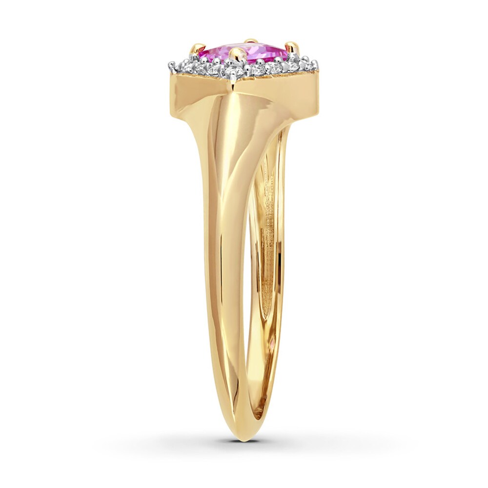 Pink Sapphire Ring 1/10 ct tw Diamonds 14K Yellow Gold FAppSTkR Pink Sapphire Ring 1/10 ct tw Diamonds 14K Yellow Gold FAppSTkR