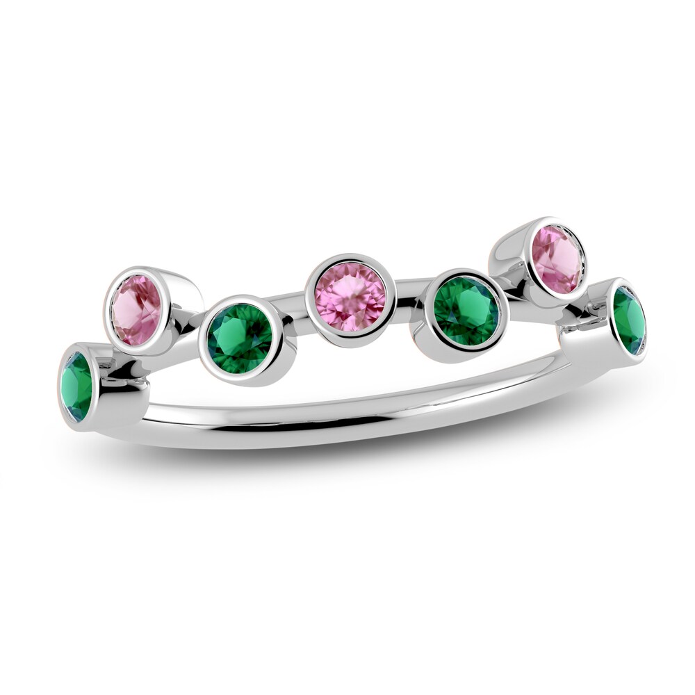 Juliette Maison Natural Pink Tourmaline & Natural Emerald Ring 10K White Gold FLPge9hx Juliette Maison Natural Pink Tourmaline & Natural Emerald Ring 10K White Gold FLPge9hx