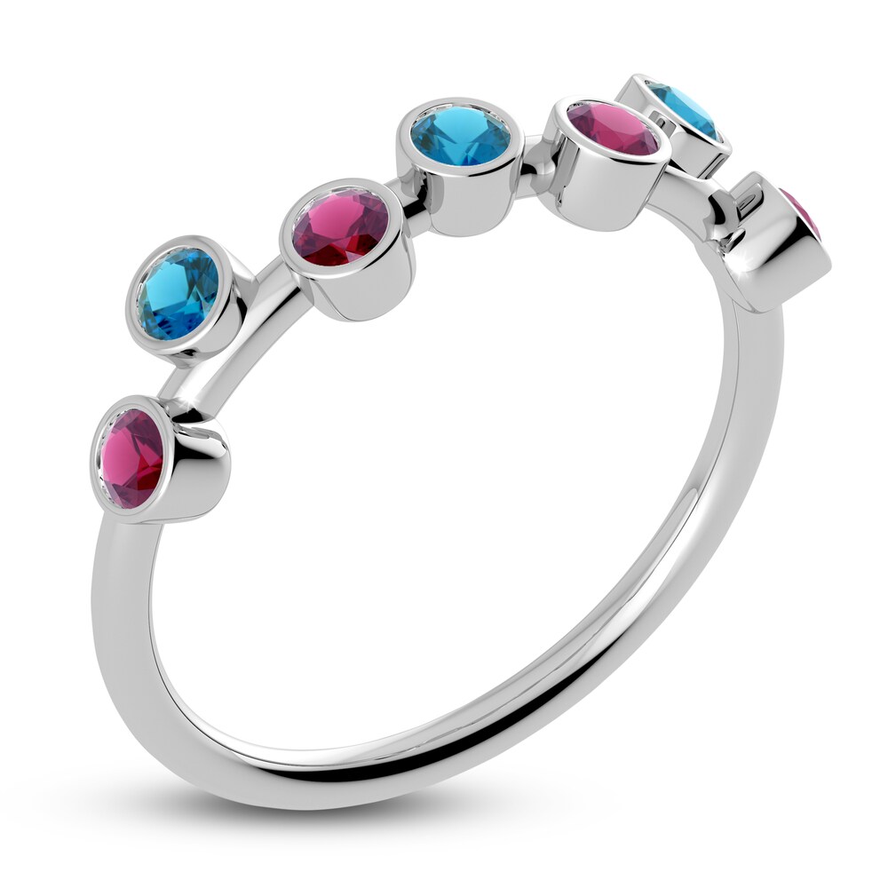 Juliette Maison Natural Rhodolite Garnet & Natural Blue Zircon Ring 10K White Gold FPB6vl3r