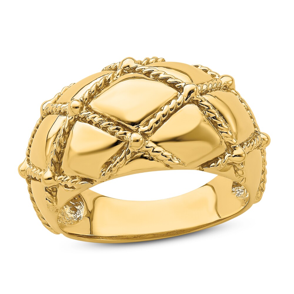 Quilted Rope Dome Ring 14K Yellow Gold FPhVEv9l Quilted Rope Dome Ring 14K Yellow Gold FPhVEv9l
