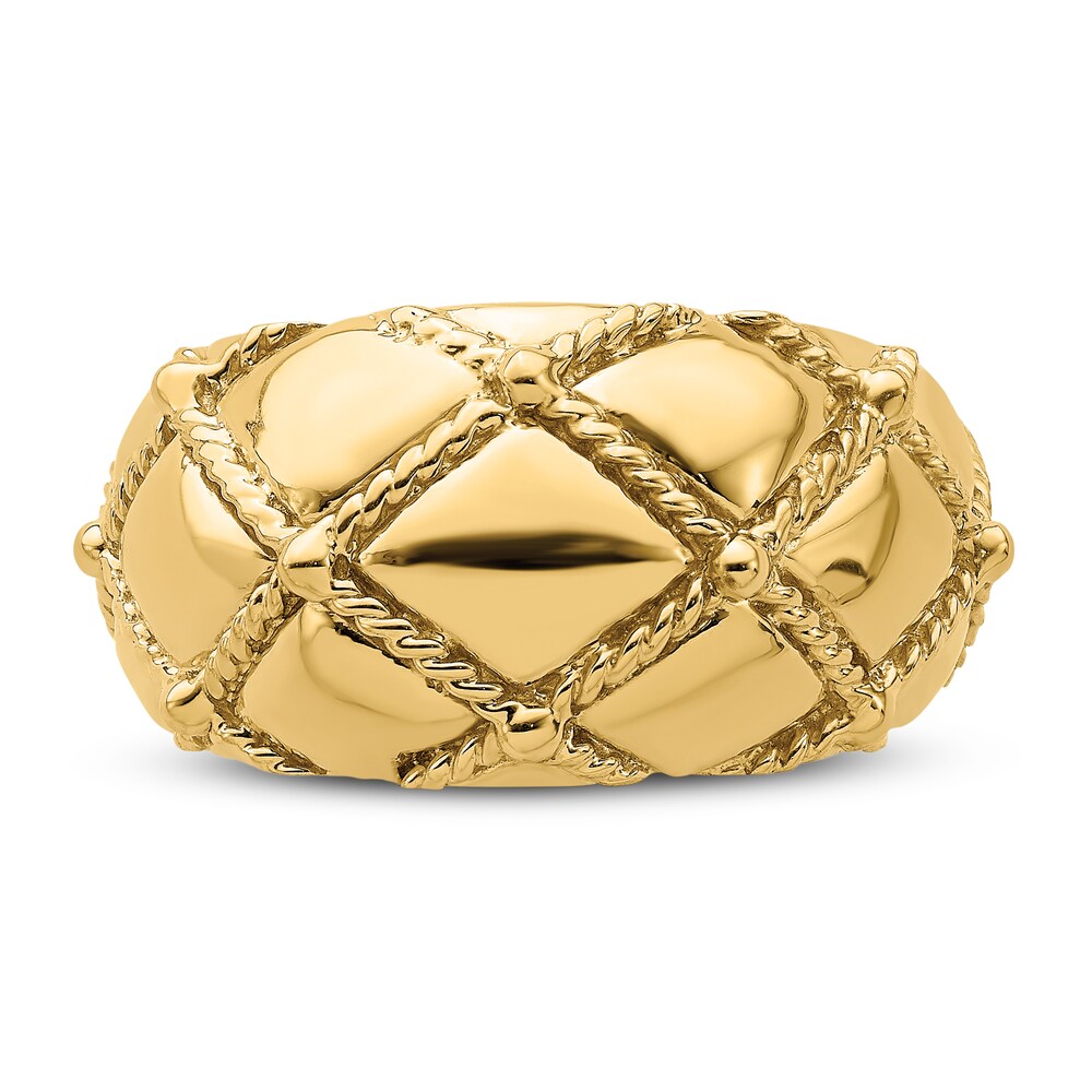 Quilted Rope Dome Ring 14K Yellow Gold FPhVEv9l Quilted Rope Dome Ring 14K Yellow Gold FPhVEv9l