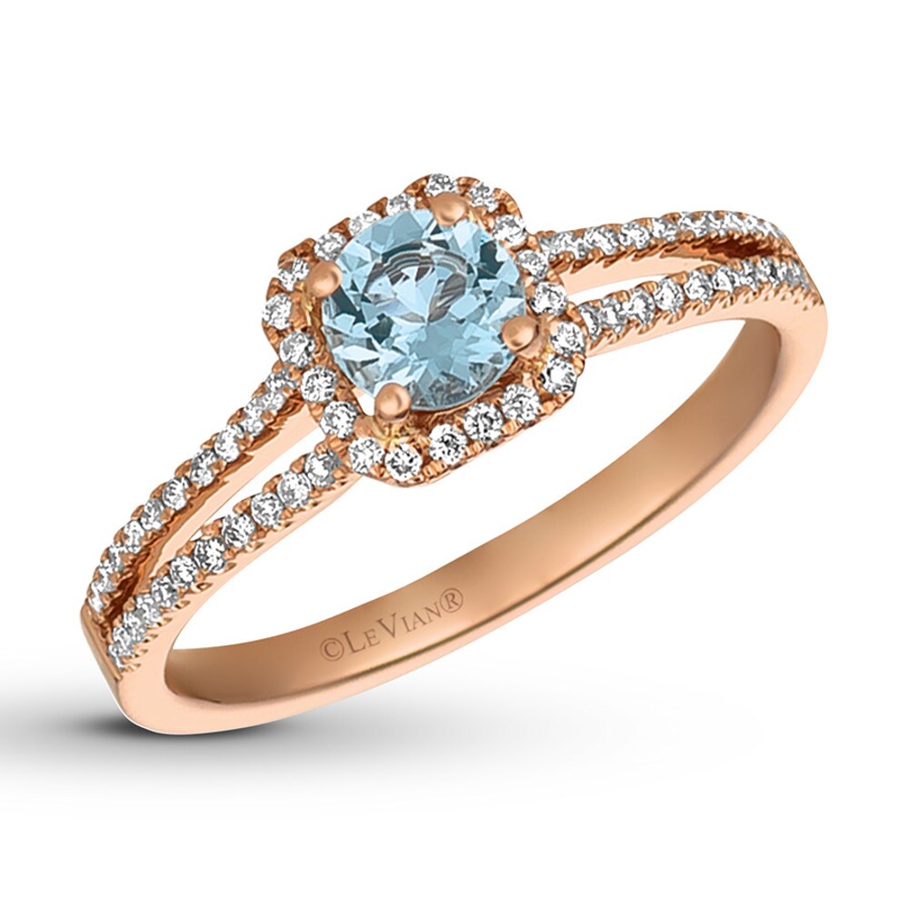 Le Vian Aquamarine Ring 1/4 ct tw Diamonds 14K Strawberry Gold FUEFVJmh Le Vian Aquamarine Ring 1/4 ct tw Diamonds 14K Strawberry Gold FUEFVJmh