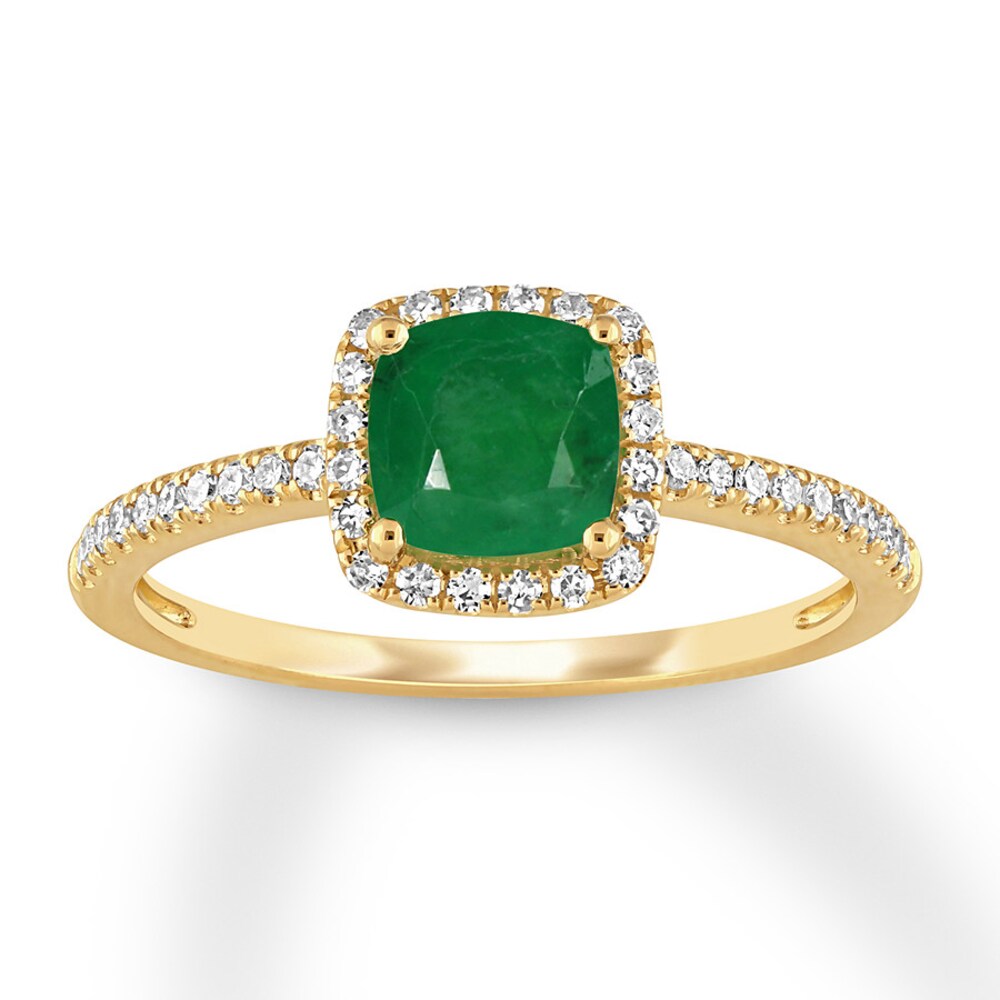 Natural Emerald Ring 1/5 ct tw Diamonds 14K Yellow Gold FZYrF7WG Natural Emerald Ring 1/5 ct tw Diamonds 14K Yellow Gold FZYrF7WG