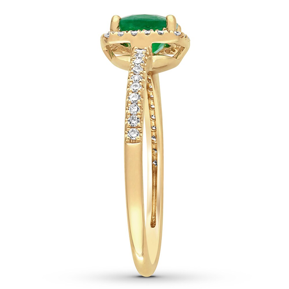 Natural Emerald Ring 1/5 ct tw Diamonds 14K Yellow Gold FZYrF7WG
