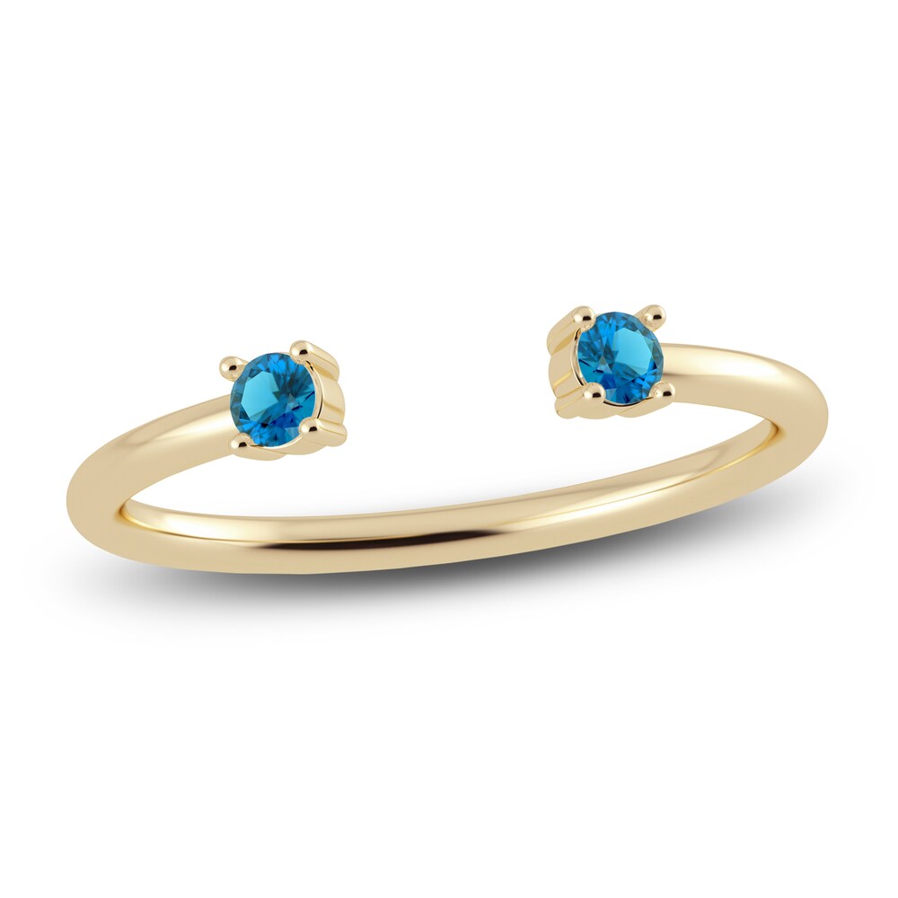 Juliette Maison Natural Blue Zircon Cuff Ring 10K Yellow Gold FaciKkVE Juliette Maison Natural Blue Zircon Cuff Ring 10K Yellow Gold FaciKkVE