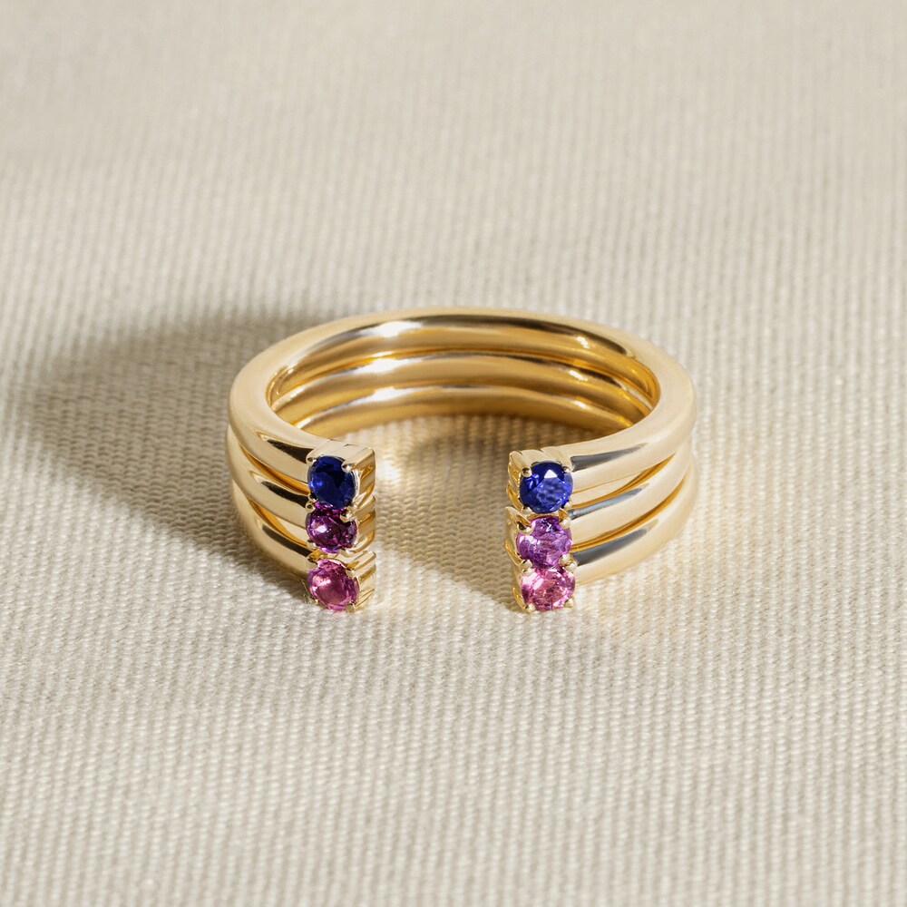 Juliette Maison Natural Blue Zircon Cuff Ring 10K Yellow Gold FaciKkVE Juliette Maison Natural Blue Zircon Cuff Ring 10K Yellow Gold FaciKkVE