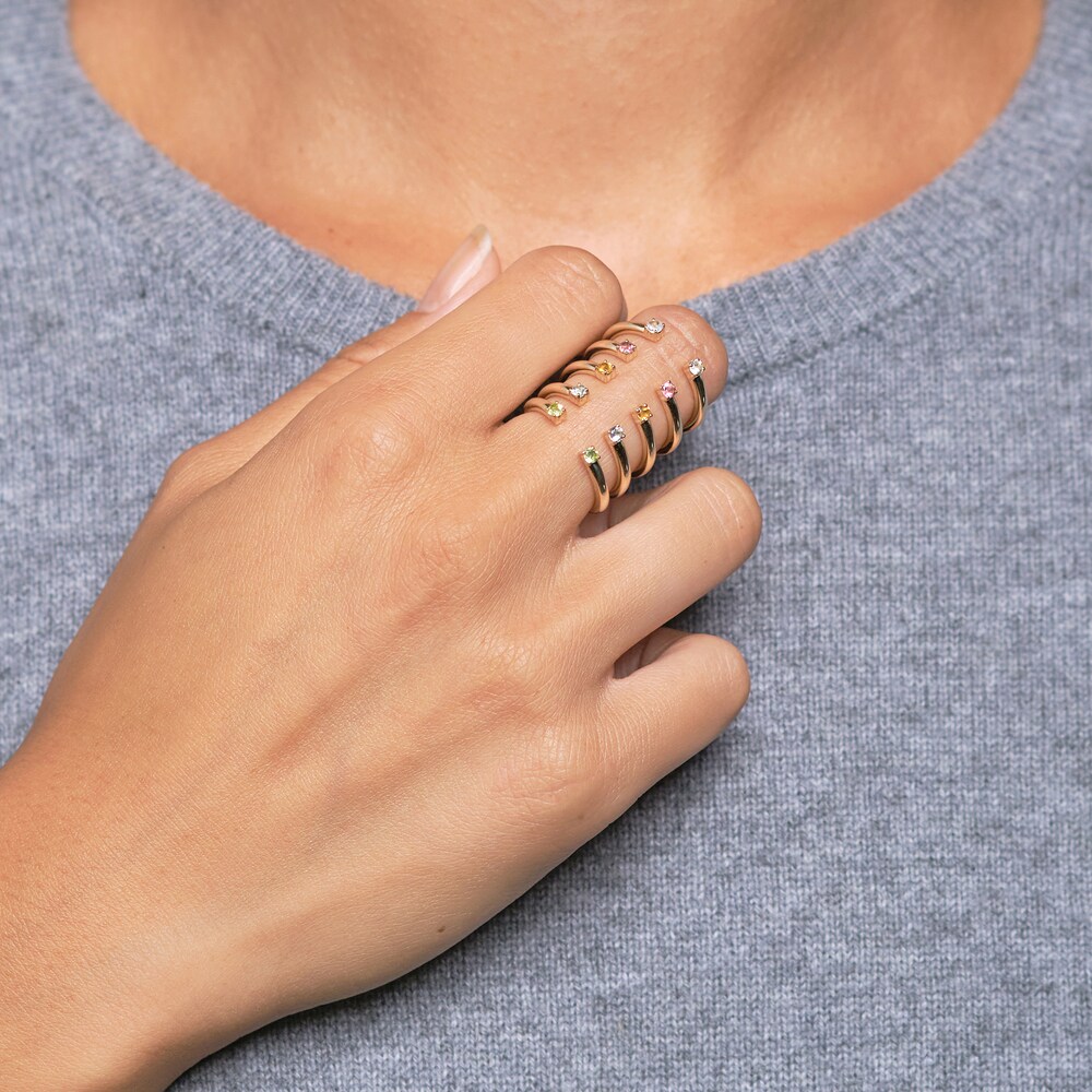 Juliette Maison Natural Blue Zircon Cuff Ring 10K Yellow Gold FaciKkVE Juliette Maison Natural Blue Zircon Cuff Ring 10K Yellow Gold FaciKkVE