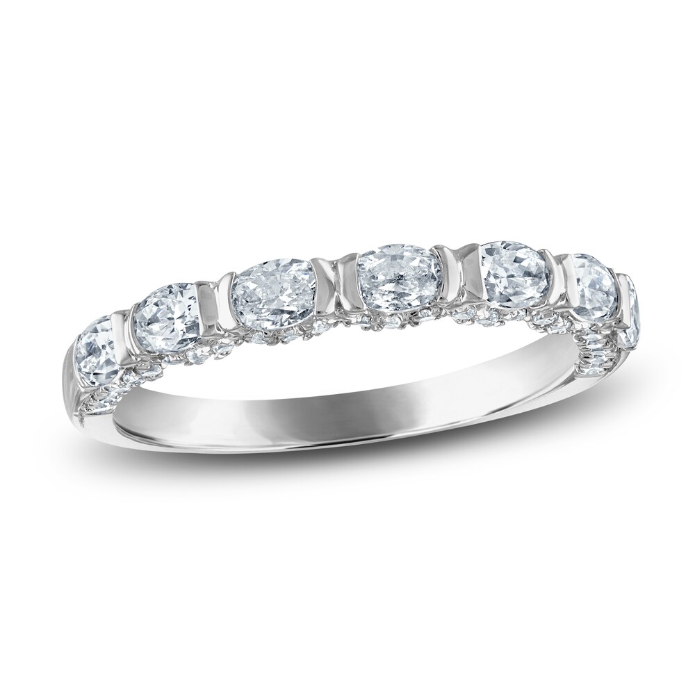 Diamond Anniversary Band 1 ct tw Oval/Round 14K White Gold FnegG70T Diamond Anniversary Band 1 ct tw Oval/Round 14K White Gold FnegG70T