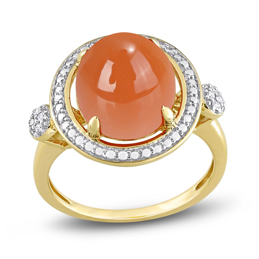 Natural Orange Moonstone Ring 1/20 ct tw Round 14K Yellow Gold FsYxYn8G Natural Orange Moonstone Ring 1/20 ct tw Round 14K Yellow Gold FsYxYn8G